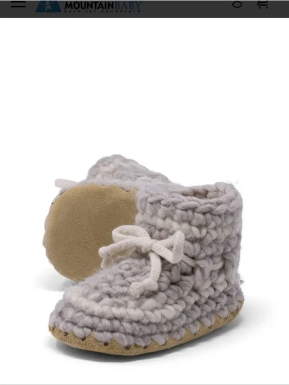 Padraig cottage Slippers Wool Ivory Gray hand-crocheted Sz B5, 5.5